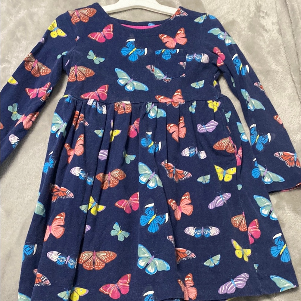 Blue and Pink Long Sleeve Casual Sundress